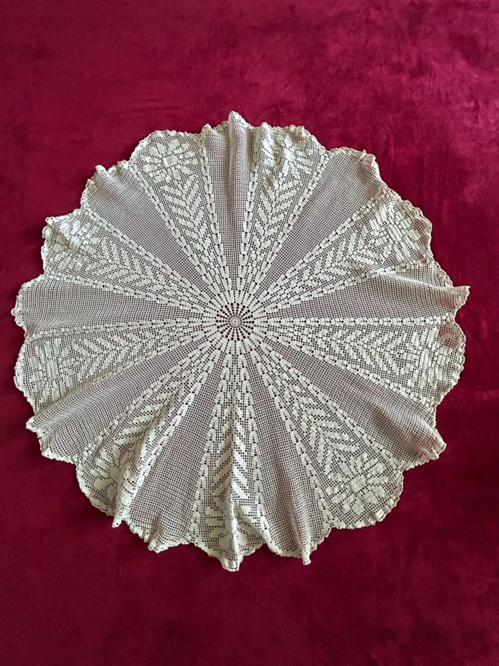 Vintage Crochet Round Tablecloth 34